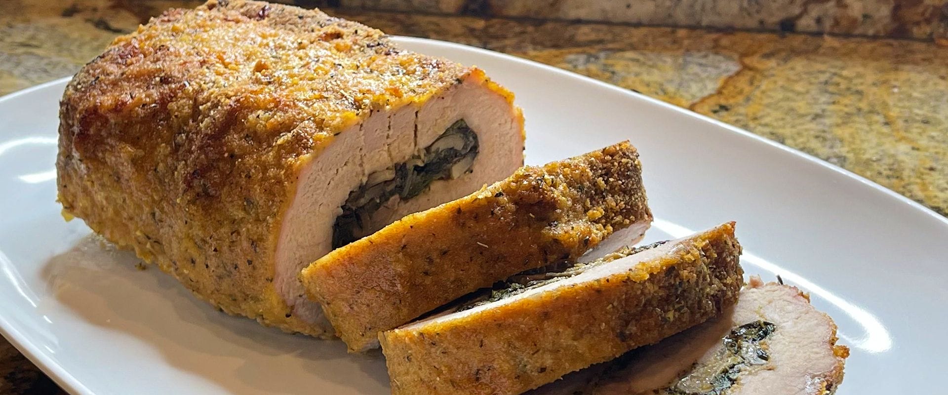 Mushroom And Provolone Stuffed Pork Tenderloin With Roasted Brussels Sprouts Soulful Pork 8522